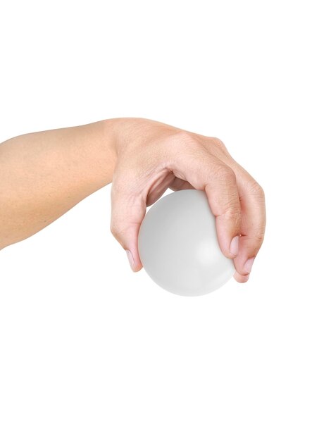 Sphère à la main isolée sur fond blanc