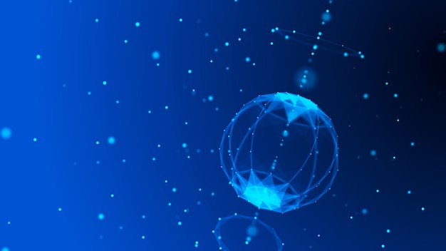Sphère avec particules d'information en mouvement Rendu 3D de la technologie de communication globale