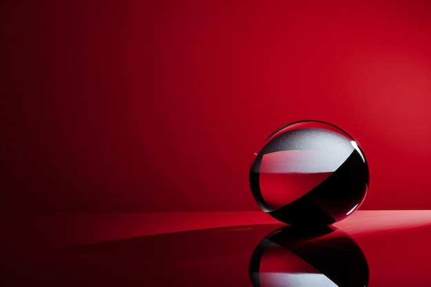 Sphère de verre sur fond rouge