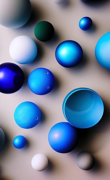 des sphères de couleur bleue