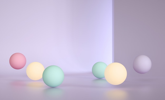 Sphères multicolores dans une pièce lumineuse