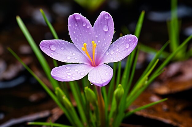 Spice de fleur de safran sur un fond noir