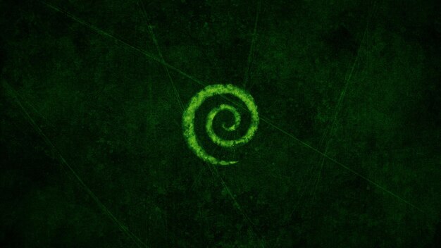 Spirale centrée sur un fond vert foncé