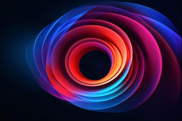 spirale colorée abstraite sur fond noir généré par ordinateur rendu 3D de fond abstrait