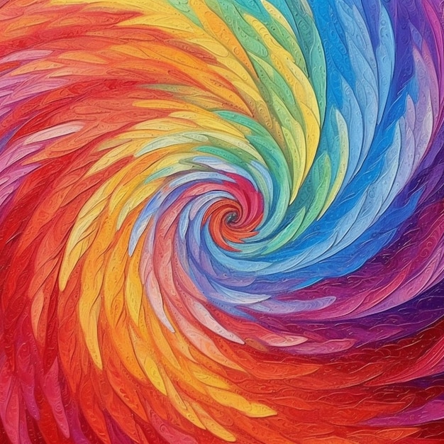 Une spirale colorée aux couleurs de l'arc-en-ciel.