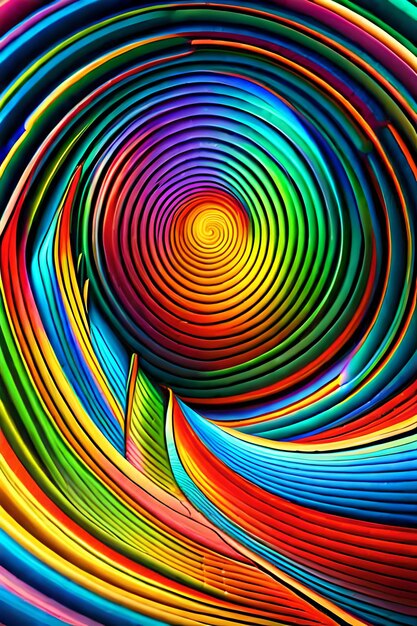 Photo une spirale colorée de couleurs est montrée avec le mot 