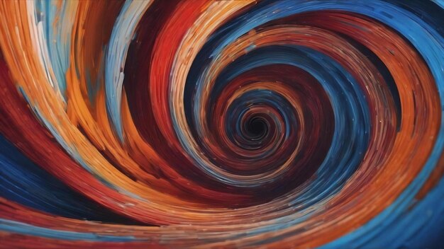 Une spirale colorée est montrée dans une spirale rouge, bleue et orange