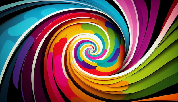 Une spirale colorée avec le mot couleur dessus
