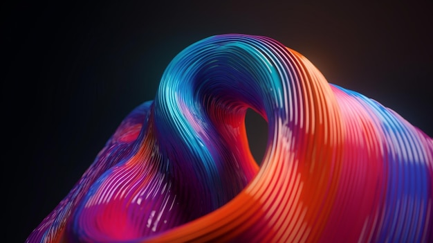 Une spirale colorée de tourbillons liquides s'affiche sur un fond sombre.