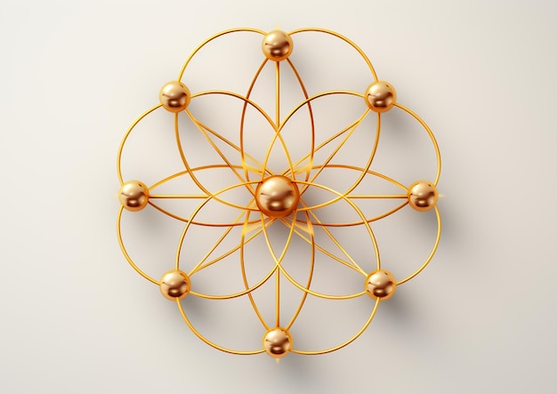 une spirale dorée de l'atome est en métal.