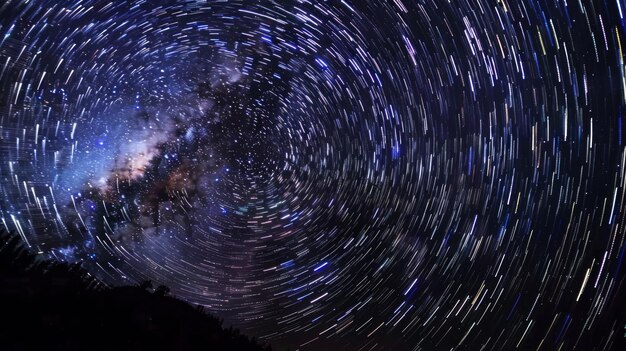 Une spirale d'étoiles dans le ciel nocturne