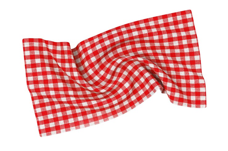 Photo spirale torsadée froissée swirl red checkered nappe texture tissu rendu 3d