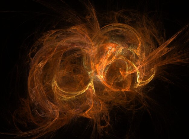 une spirale de tourbillons orange et jaune avec le mot " v " au bas