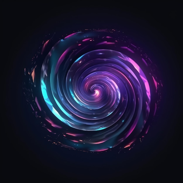 Spirale vibrante avec des lumières indigo et violettes IA générative