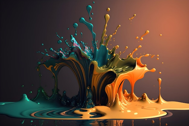 Splash abstrait dans des couleurs vintage dans un style d'art fluide Contenu généré par l'IA