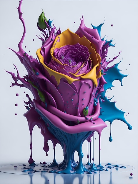 Splash art 3d avec forme de rose