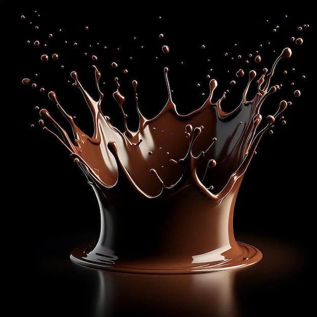 Photo splash au chocolat avec des gouttelettes