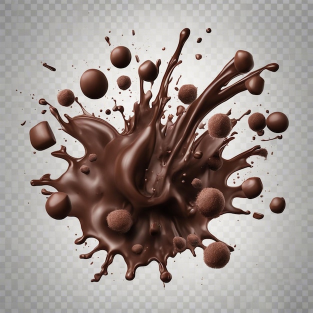 Splash de chocolat au lait sucré isolé sur fond transparent