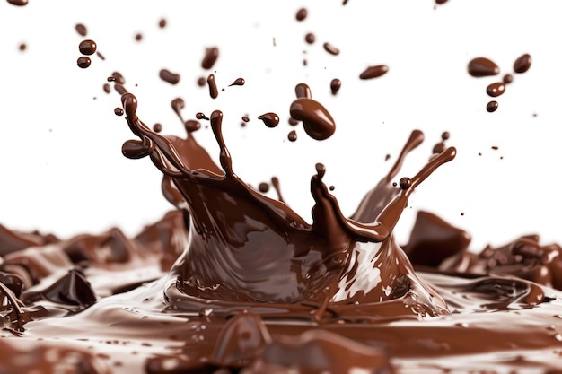 Splash de chocolat sur fond blanc avec chemin de coupe