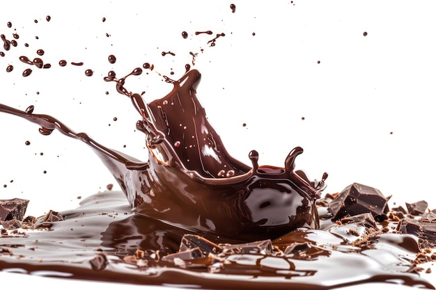 Splash de chocolat sur fond blanc avec chemin de coupe