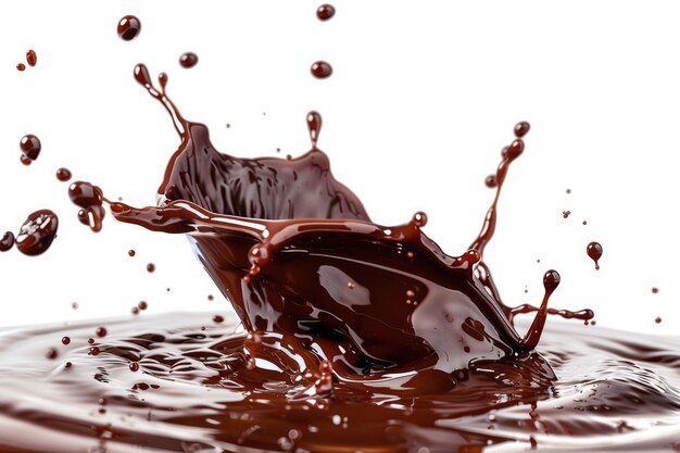 Splash de chocolat sur fond blanc avec chemin de coupe