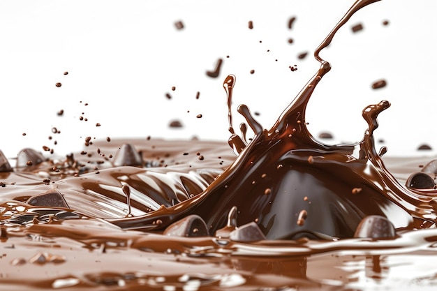 Splash de chocolat sur fond blanc avec chemin de coupe