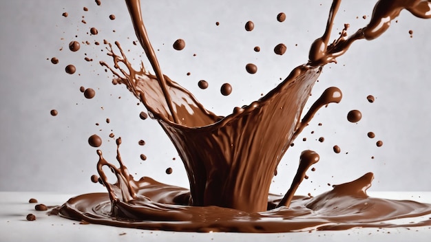 Splash de chocolat isolé sur fond clair