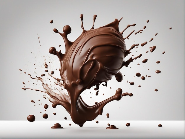 Splash de chocolat réaliste versant du chocolat liquide