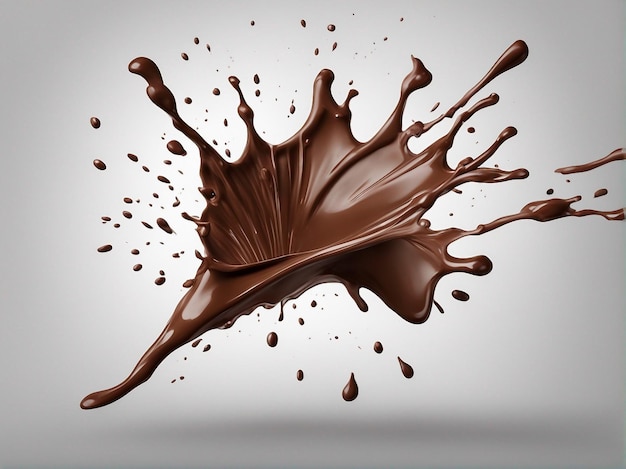 Splash de chocolat réaliste versant du chocolat liquide