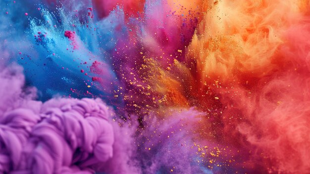 Splash de couleur de fond en poudre fumée vibrante multicolore fête indienne sacrée