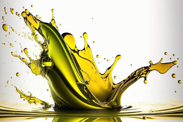 Photo splash d'huile d'olive sur un fond blanc isolé