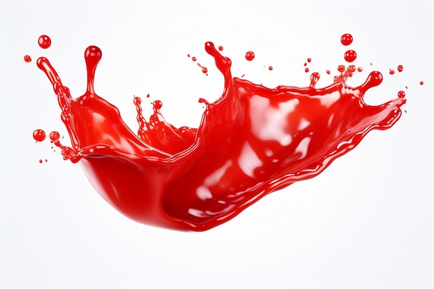 Splash de ketchup rouge isolé sur fond blanc Ai générative