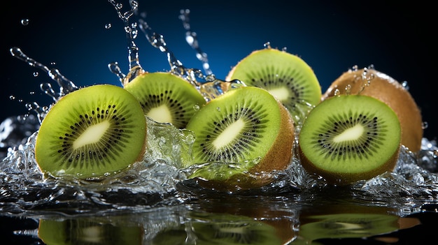 Photo splash de kiwi rafraîchissant