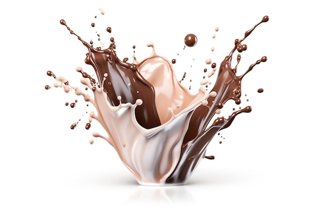 Splash de lait au chocolat isolé sur fond blanc généré Ai