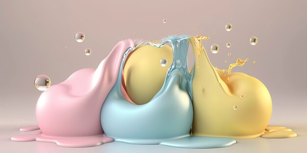 Splash liquide crémeux aux couleurs pastel AIGenerated
