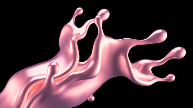 Splash de luxe doré de liquide. Rendu 3D.