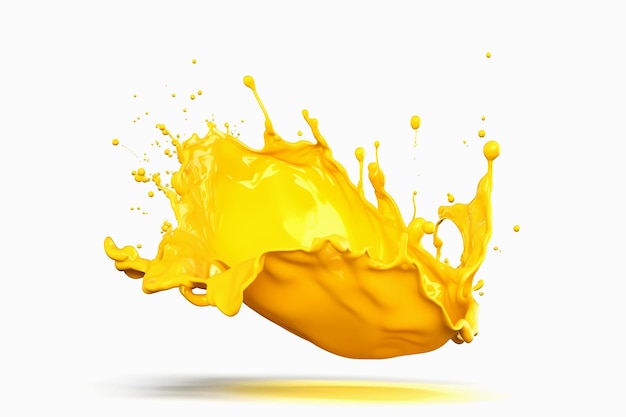 Splash peinture jaune sur fond blanc