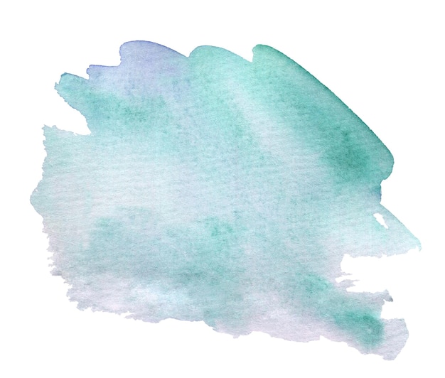 Splash turquoise abstrait aquarelle sur fond blanc splash coloré sur le papier