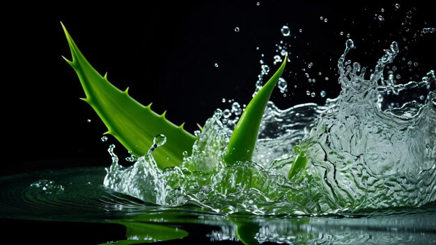 Splashin g d'aloe vera dans de l'eau