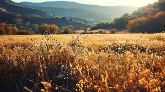 La splendeur de l'automne dans les montagnes avec des herbes éclatantes