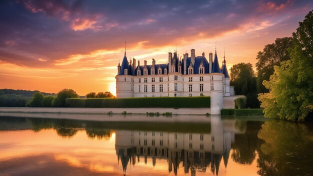 Photo la splendeur du coucher de soleil de la vallée de la loire