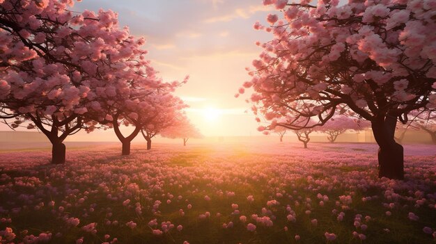 Photo splendeur des fleurs de cerisier printanières générée par l'ia