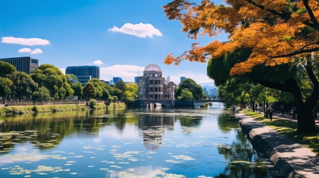 Photo la splendeur de la journée le majestueux dôme de la bombe atomique dans le parc commémoratif de la paix d'hiroshima 169 ar