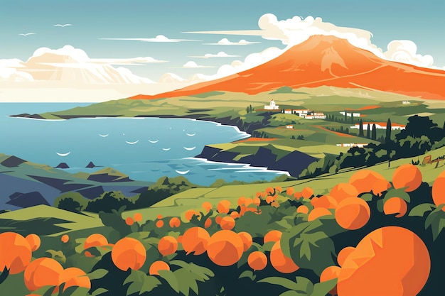 Splendeur sicilienne Brise d'agrumes ombragée et beauté côtière de l'Etna