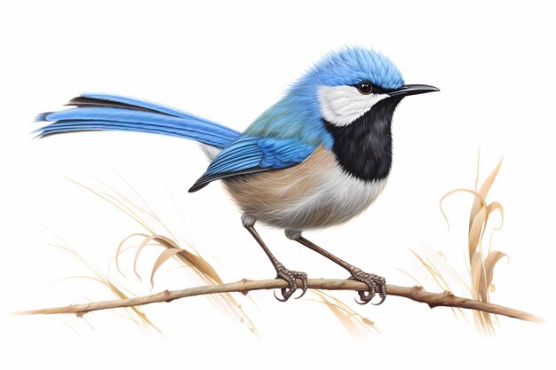 Splendide Fairywren fond blanc