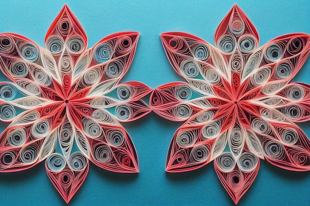 Splendide fleur de quilling en papier en illustration 3D d'art numérique