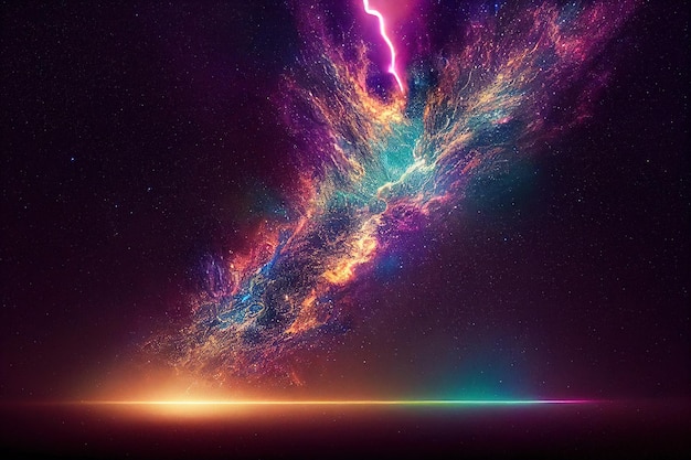 Splendide univers de galaxie étoilée aux couleurs vibrantes dans l'illustration 3D de l'art numérique