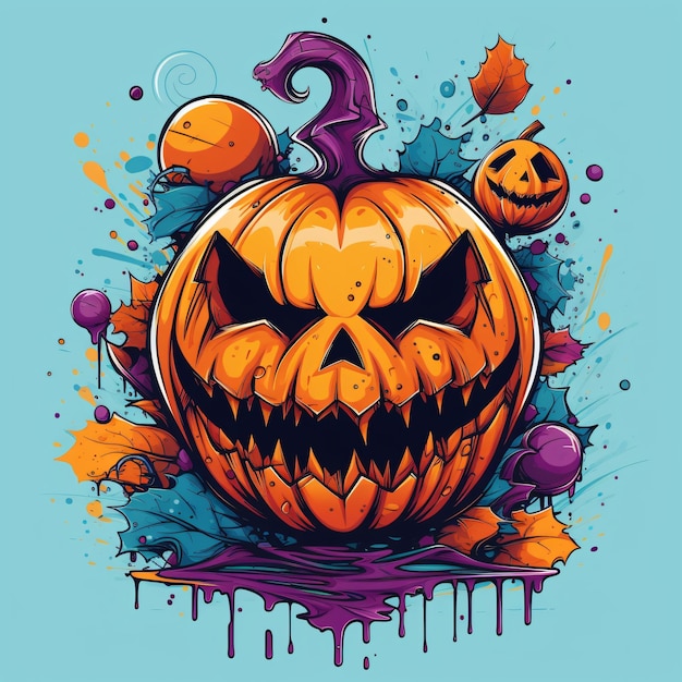 Spooktacular Halloween Une nuit de frissons et de sensations fortes Autocollant sur fond bleu clair