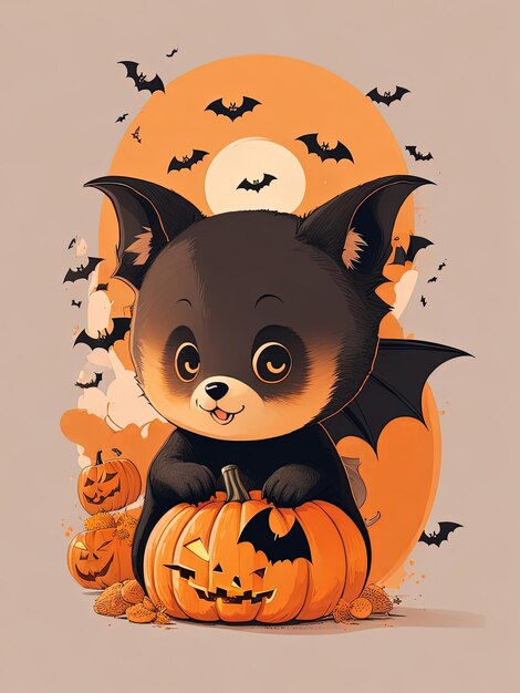 Spooky Fusion Bat Halloween et logo citrouille pour TShirt