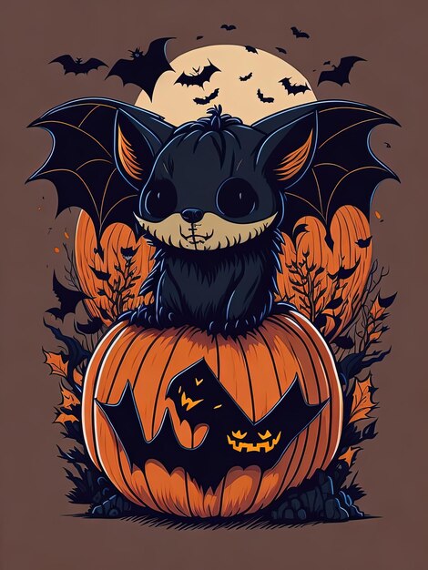 Spooky Fusion Bat Halloween et logo citrouille pour TShirt